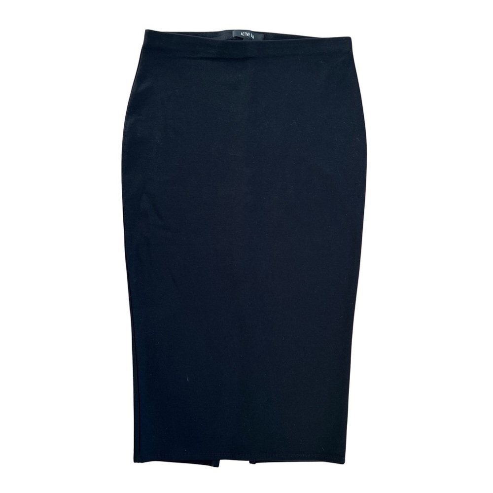 Active USA Black Midi Stretch Fitted Bodycon Pencil Skirt